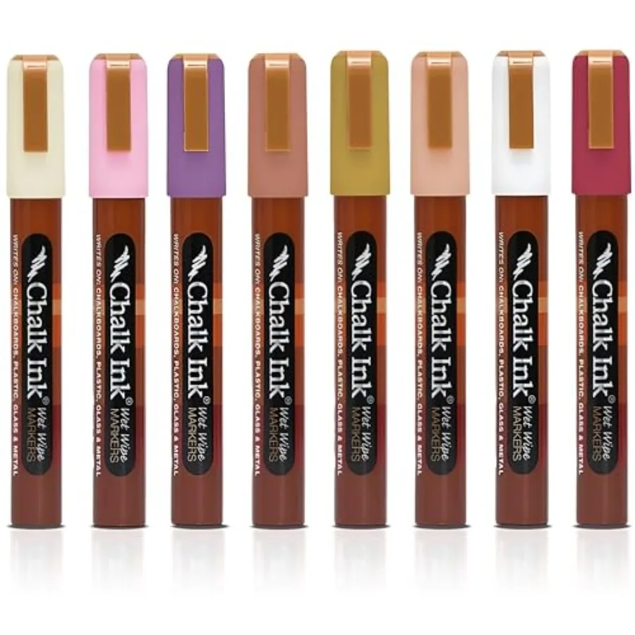 

Chalk Markers - Professional Chisel Tip Chalkboard Markers - Quick Dry Vibrant Colors - Wet Wipe Liquid Chalk Pens mm 8 Pack