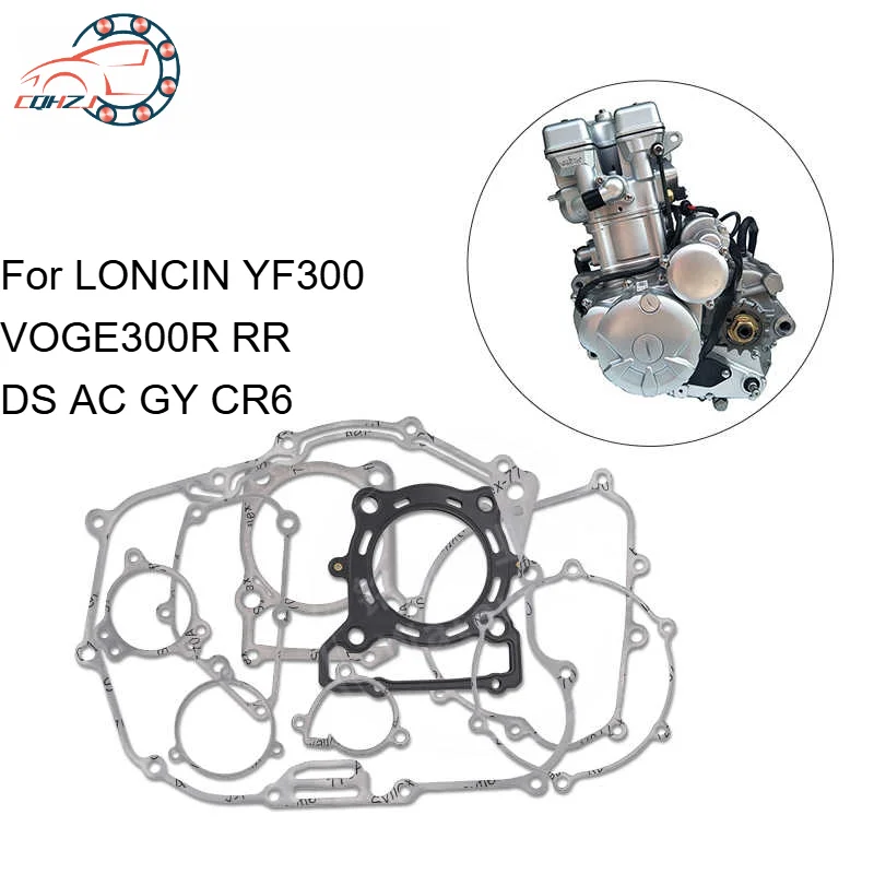 CQHZJ Motorcycle Complete Engine Rebuild Gaskets Oil Seal O-ring Kit For LONCIN YF300 LX300 Retro VOGE 300R 300RR DS AC GY CR