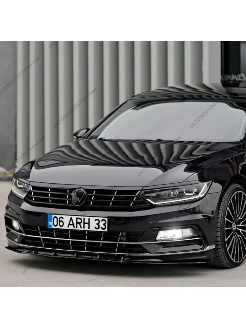 2 SZT. Nakładki na reflektory przednie w stylu R-Line, błyszczące czarne, ABS, do Passata B8 B8.5 TDI TSI 2016-2023, tuning karoserii samochodu — 2