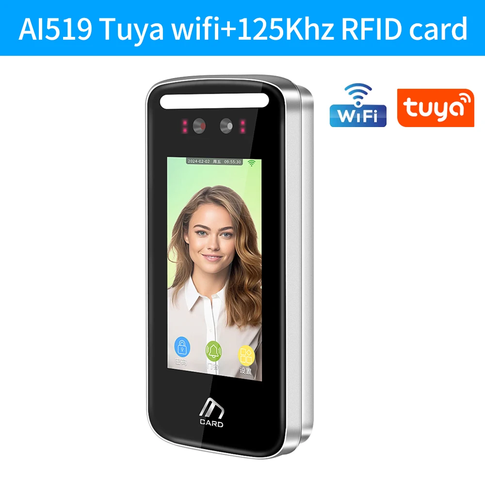 

5-inch Outdoor Tuya Smart Wifi Dynamic Face Recognition Access Control 125Khz RFID Time Attendance System Wiegand Facial Reader