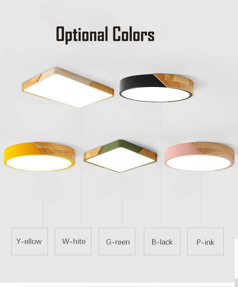 Macaron Round Bedroom Dinning Modern Simple Atmosphere Home Decor Rectangular Solid Wood Living Room Lanterns Led Ceiling Lamp