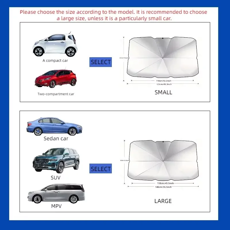 Car parasol inside the front windshield sunscreen sunshade artifact car sunscreen insulation sunshade portable storage image 5