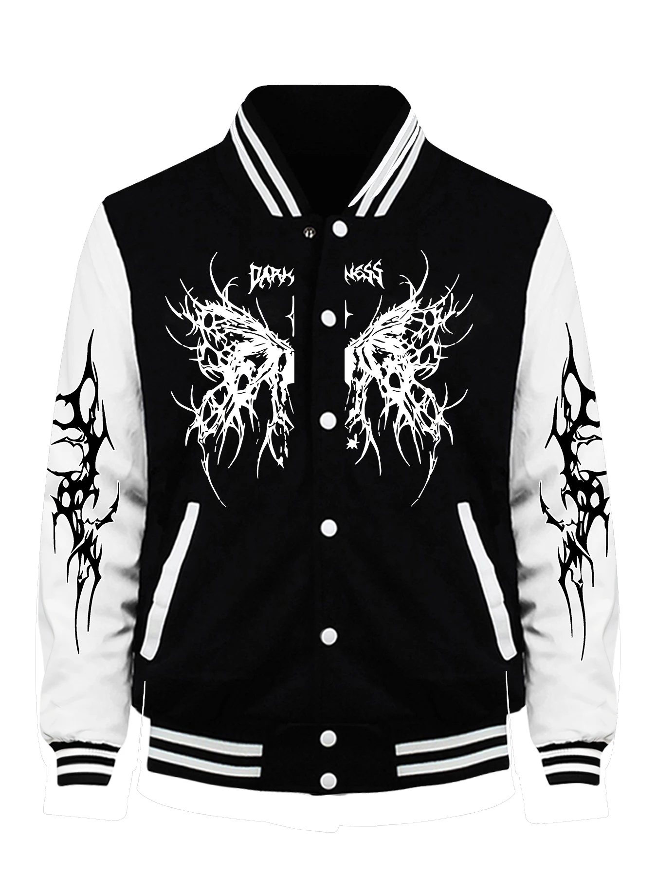 

Stamp With Butterfly Wing Design Print Jacket Men Street Fleece Baseball Jersey Fashion Casual Coat Autumn Loose Man Top