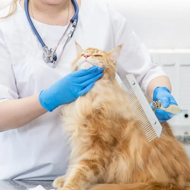 แปรงสำหรับสุนัขหวีแปรงแต่งหน้าแบบหัวกลมหวีสำหรับสุนัขหวีแมวแบบพกพากันฝุ่นและแปรงแต่งหน้า