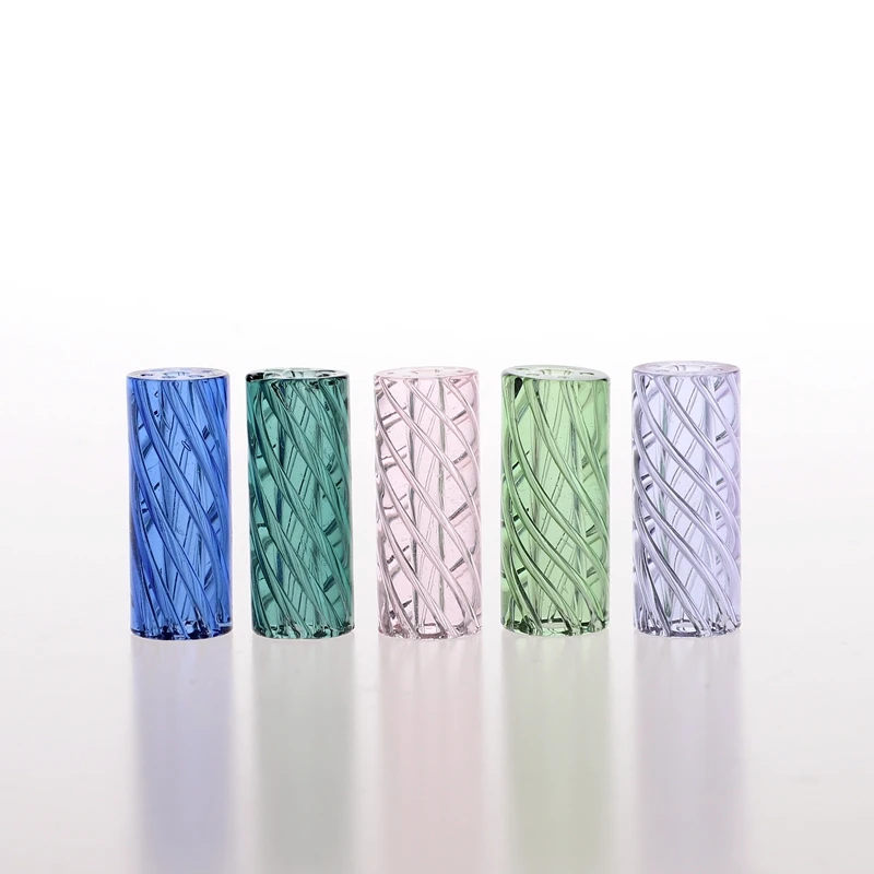 5pcs/box In Stock 7 Holes Spiral Style Lake Green Smoking Glass Tips/Glass Filter Tip with Holes Box Set For Smoking Accessories