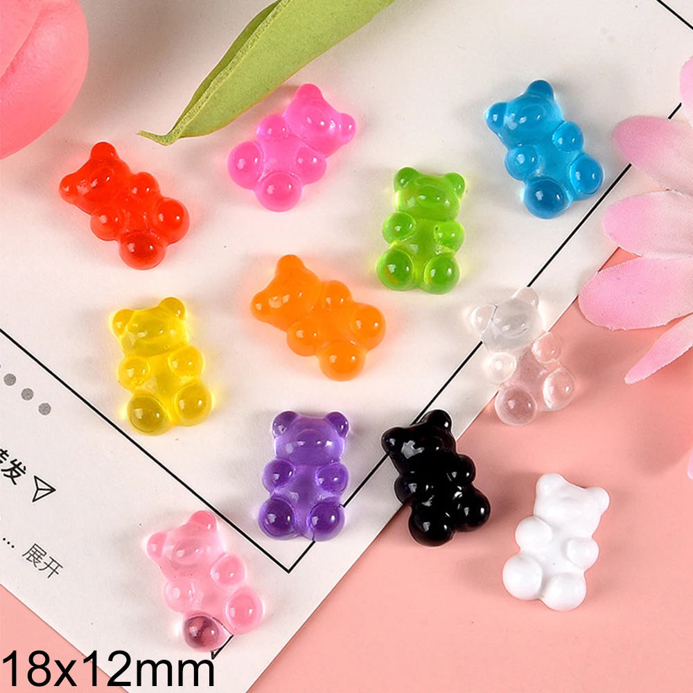 20PCS 18x12mm New Jelly Bear Series Resin Flat Back Cabochons For Hairpin Scrapbooking DIY Jewelry Craft Decoration Accessories