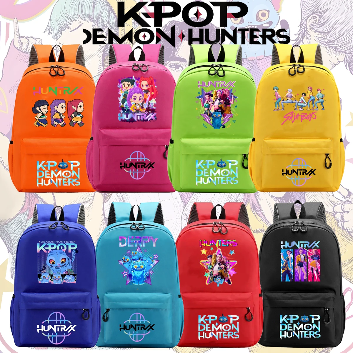 

Стильный рюкзак большой емкости K-pop Demon Hunters для студентов, модный школьный рюкзак с героями мультфильмов в стиле аниме для мальчиков и девочек, канцелярские рюкзаки