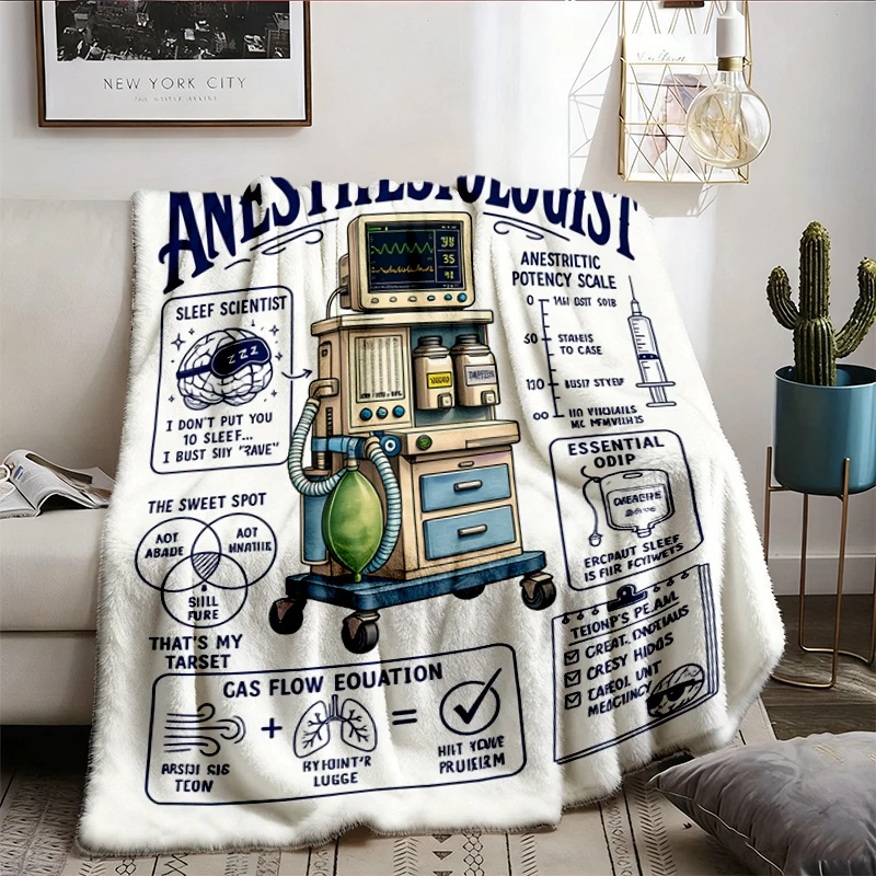 Funny Anesthesiologist Flannel Blanket - Retro Healthcare Careers Gift - Sarcastic Anesthesiologist Flannel Blanket