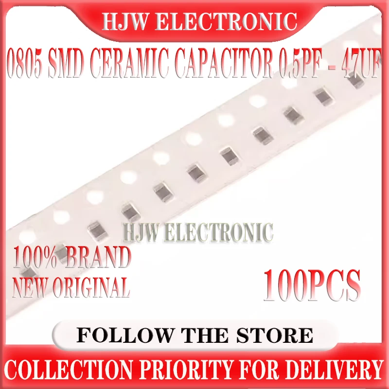 

100pcs 0805 SMD Chip Multilayer Ceramic Capacitor 0.5pF - 47uF 10pF 22pF 100pF 1nF 10nF 100nF 0.1uF 1uF 2.2uF 4.7uF 10uF 22uF