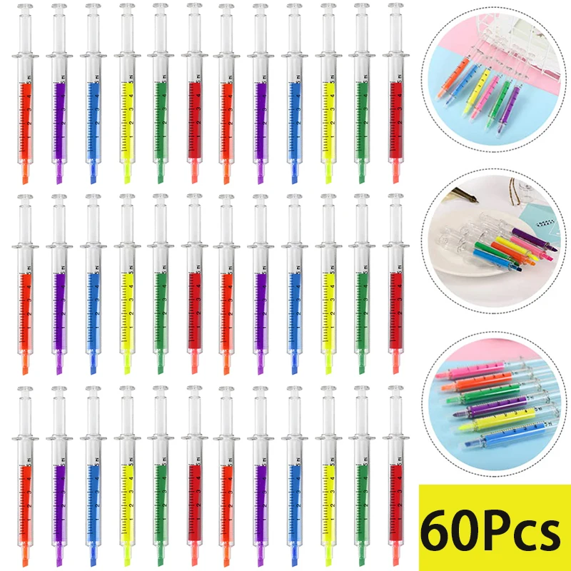 

60 шт. шприц хайлайтер Флуоресцентные Ручки хайлайтер ручка шариковая ручка