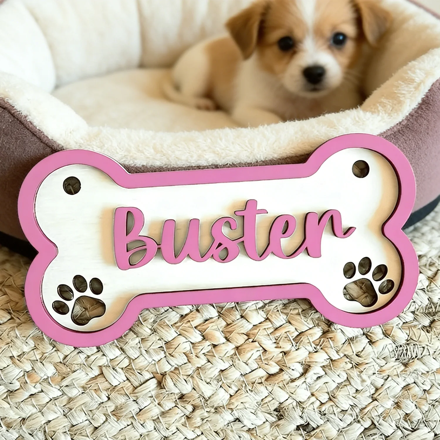 1pc wooden multi-color double-layer surname brand, multi-layer customized gift, ideal dog exclusive logo