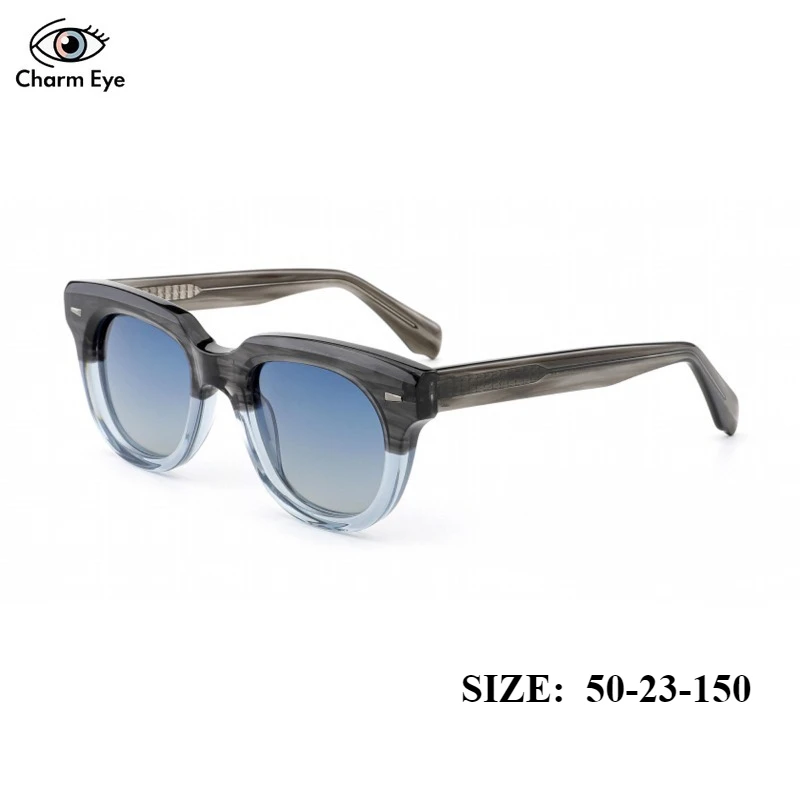 

New Men Polarized Sunglasses Retro Korean Round Fashion Women Retro Blue Acetate Optical Sports Driving High Quality Sun Glasses