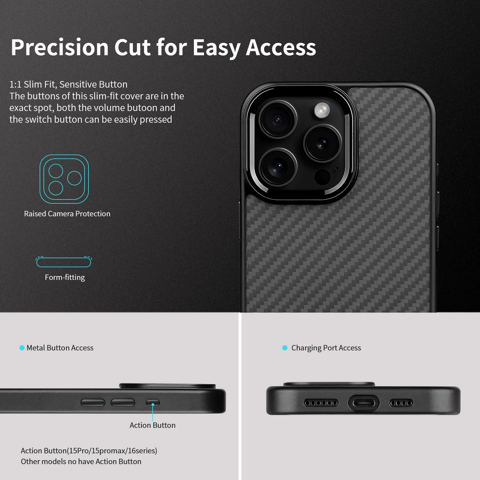 Magnetic Real Kevlar Aramid Carbon Fiber Phone Case For iPhone 16 15 14 13 12 11 Pro Max with MagSafe and Metal Lens / Buttons