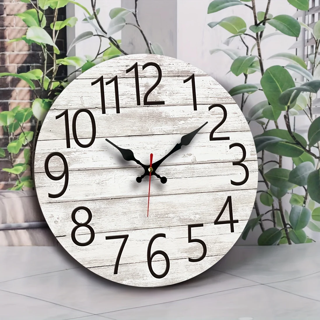 One Pack, Wooden Round Wall Clock with Vintage Distressed Creative Design Suitable for Home Bedroom Living Room Office School Decor Silent Non-Ticking Hanging Clock