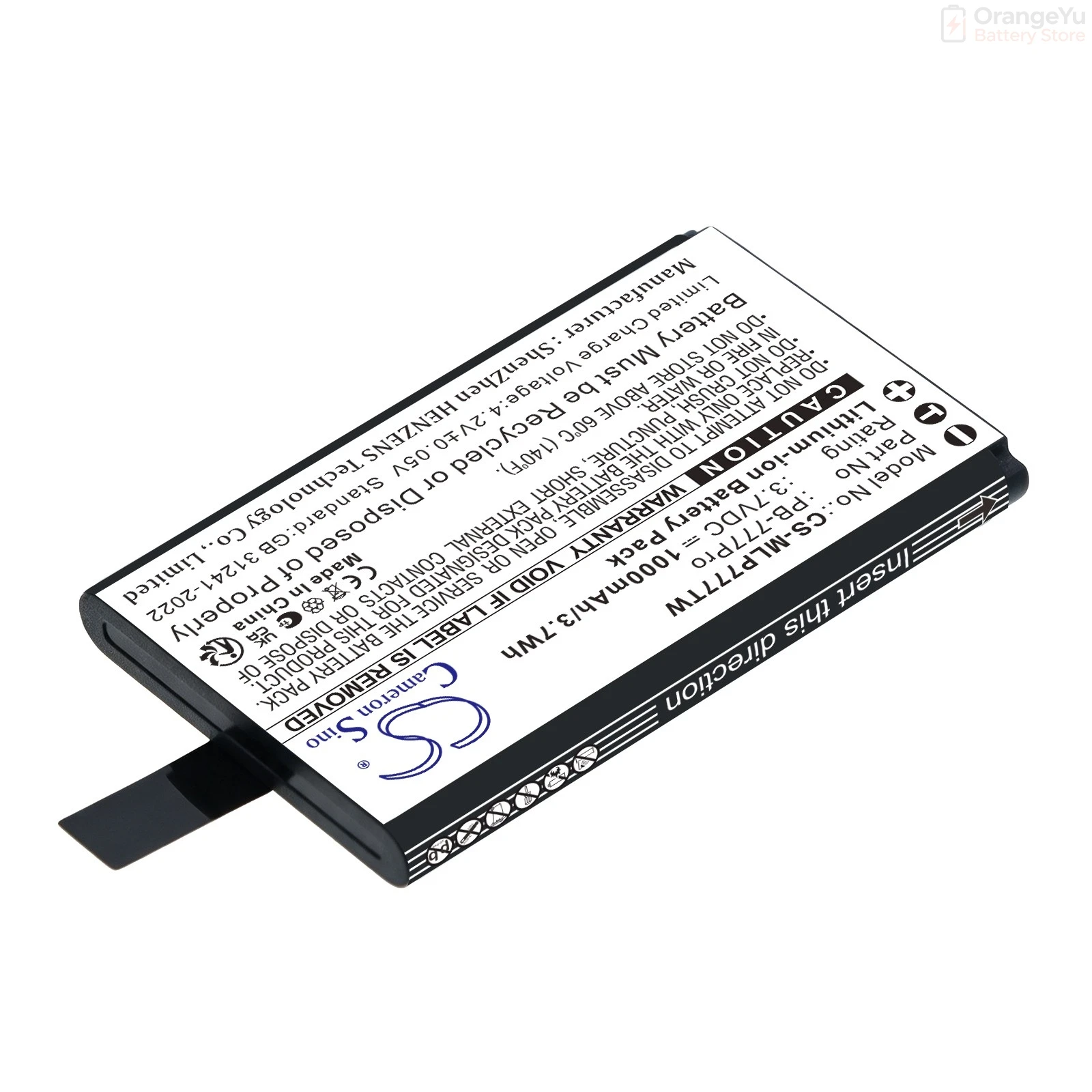 Replacement 3.7V 1000mAh Two-Way Radio Battery for Midland 777 Pro PB-777Pro