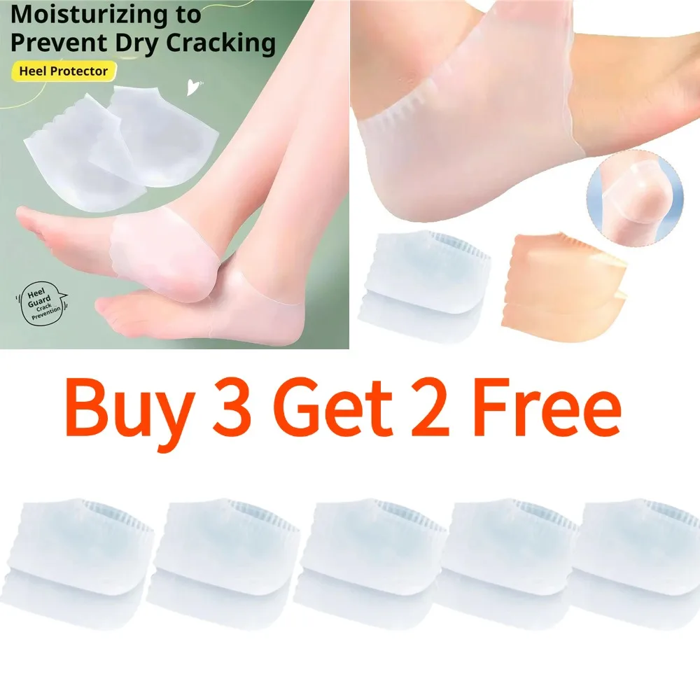 1/3/5Pairs Remove Dead Skin Silicone Heel Protective Cover Reusable Anti-Crack Pad Foot Care Socks Gel Moisturizing Anti Drying