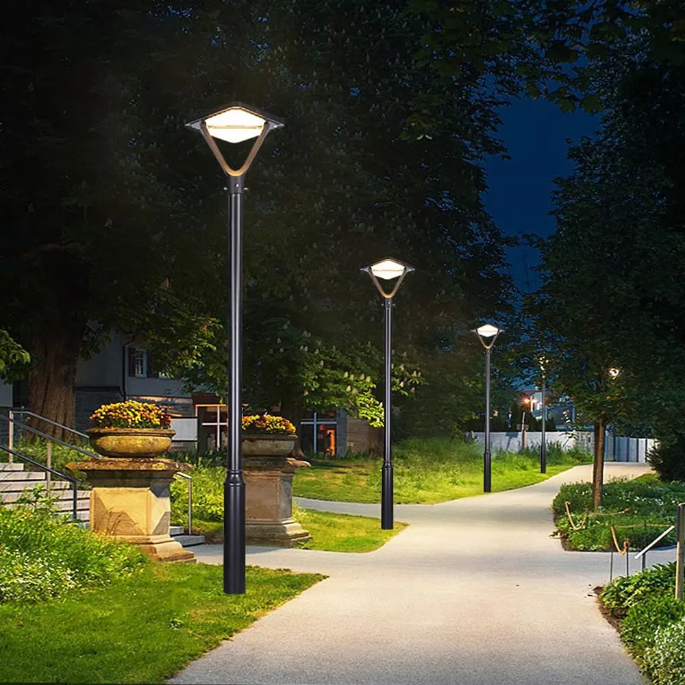 2025 Top Sales Modern Bollard Light 20WS Warm White Aluminum IP65 LED Solar Garden Post Pole for Outdoor Road Application
