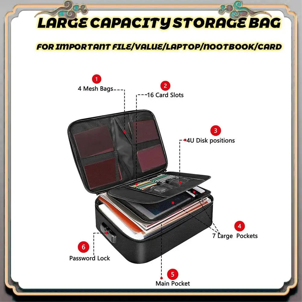 

Durable Fireproof File Organizer Bags,Fireproof And Waterproof Document Box With Money Bag, Fireproof Safe Bag With Lock