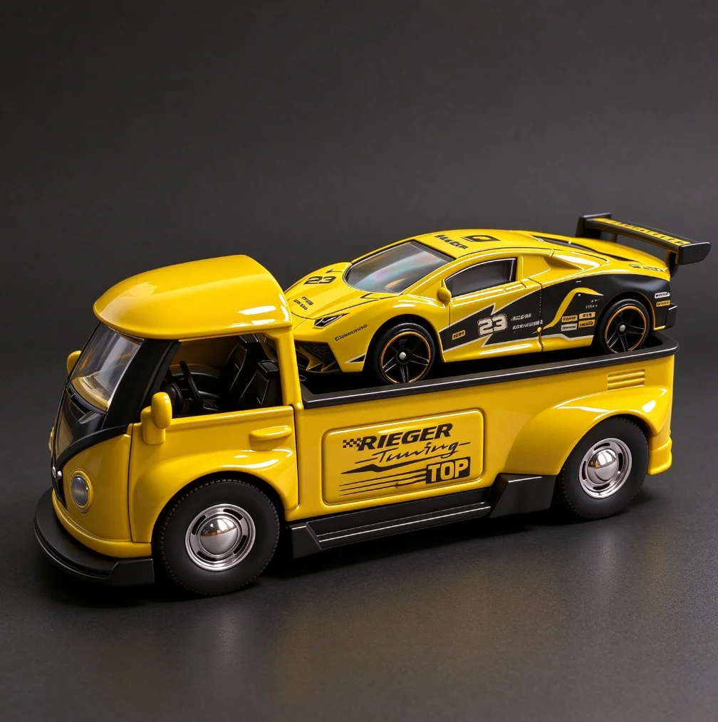 Nuevo modelo de coche de metal fundido a presión de aleación, escala 1:36, autobús T1 modificado, coche de colección para aficionados, adorno para el hogar, regalo de alta calidad, regalo de Navidad.