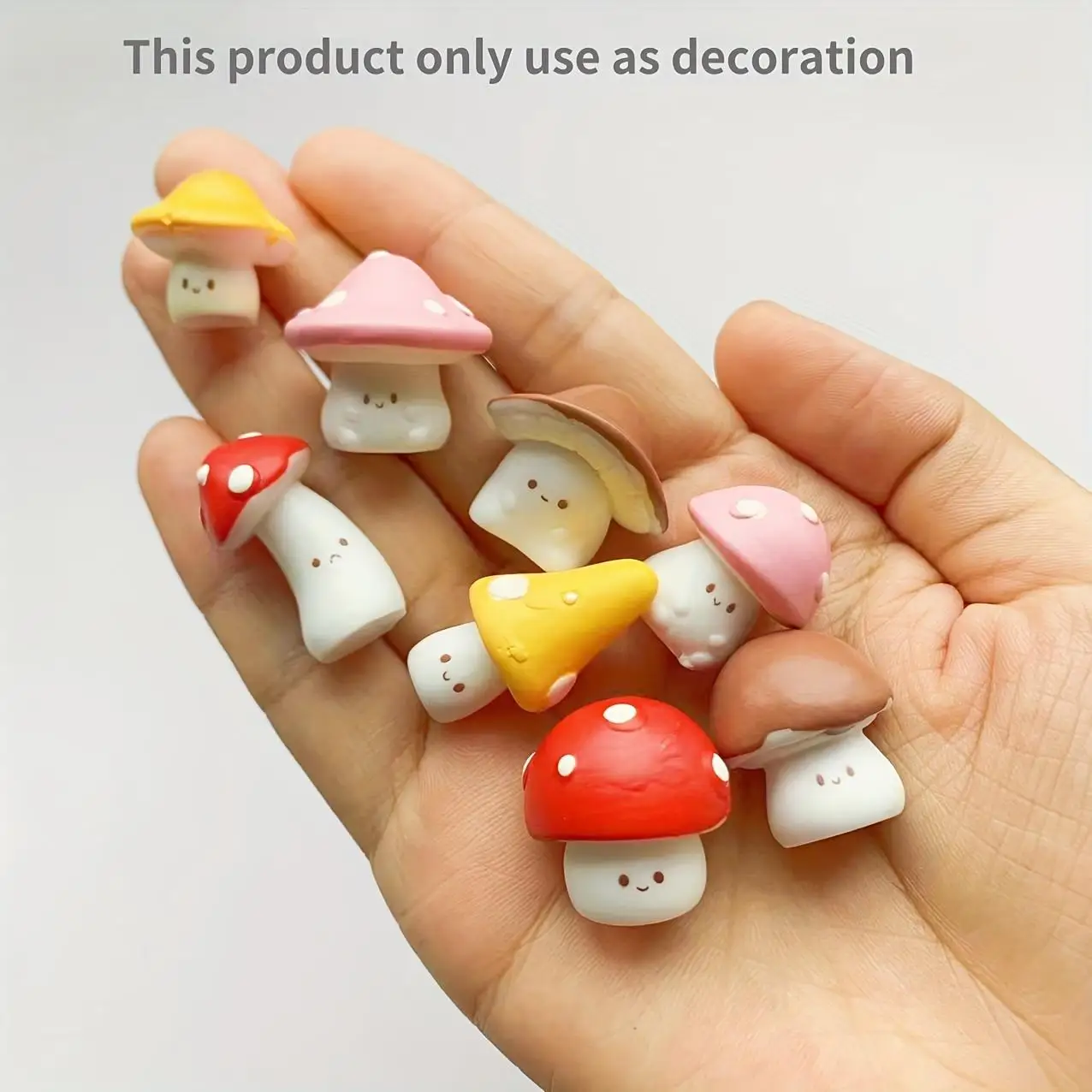 8 Pieces of Decorative Art Mini Emoji Mushroom Statues, Resin, DIY Handmade, Outdoor Succulent Garden Decoration, with Christmas