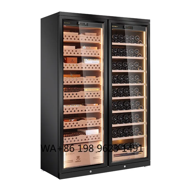 800L Dual Zone Wine Cigar Humidor Cabinet Stainless Steel Freestanding Constant Temperature APP Control Smart Cellar