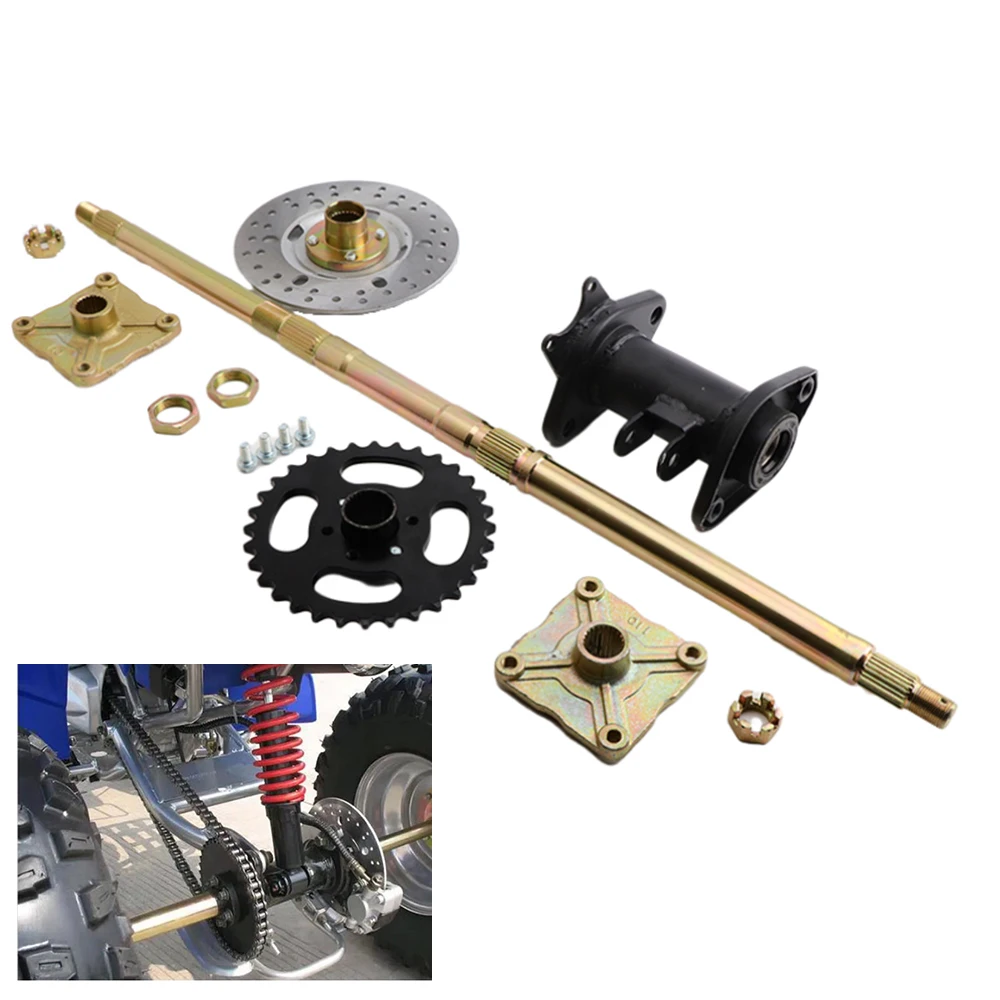 800mm/810mm Rear Axle Assembly With 190mm Brake Disc 530-32T Sprocket Hub For 150cc 200cc 250cc ATV Buggy UTV Quad Go Kart Parts