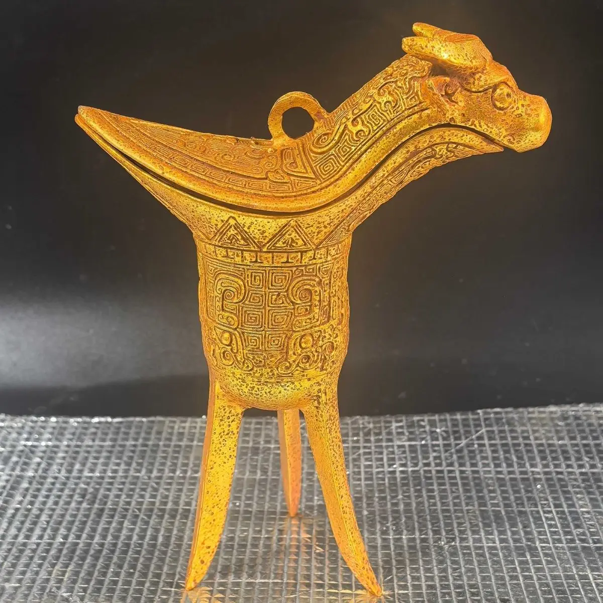 Ox‑Head Jue Wine Vessel Ornament Decoration Tea Pet Figurines Desk Decor Accessories