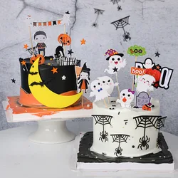 1 Set Halloween Party Decorations Halloween Witch Pumpkin Spider WhIte Ghost Cake Toppers Halloween Theme Party Favors Decor