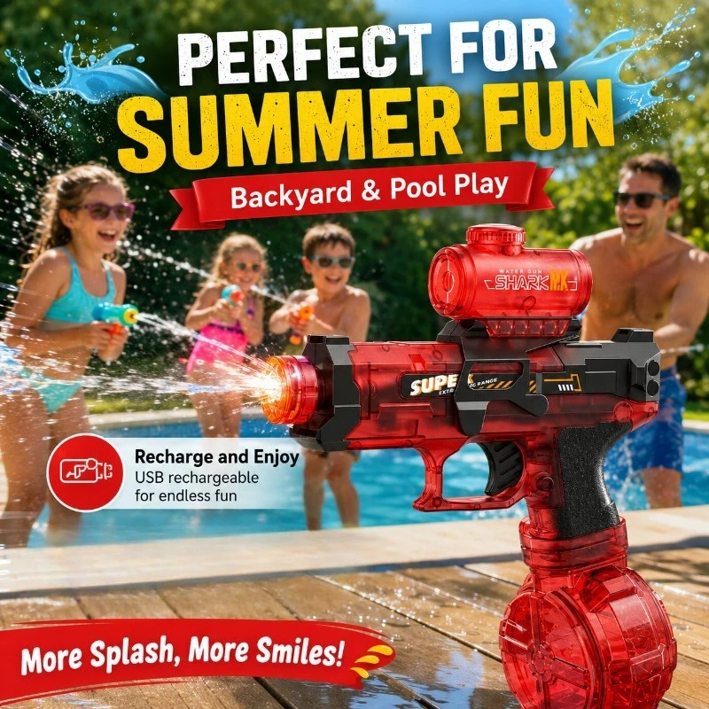 Short Trip Essential Electric Glowing Mist Water Play Toy Stable Full Water Flow for Seaside Pool Holiday Play