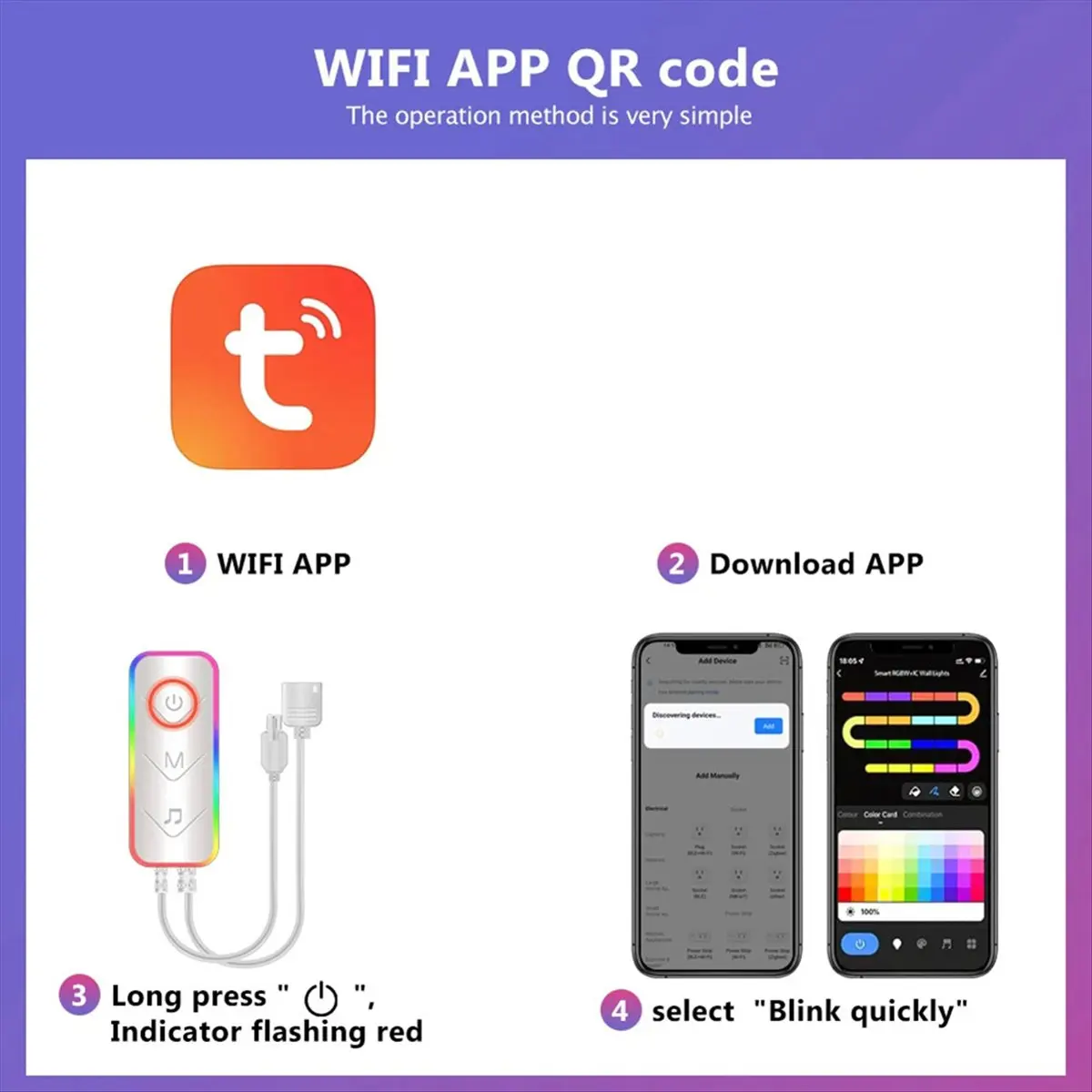 

TuYa WIFI LED Smart Wall Lamp 5V USB Bar DIY Atmosphere LED Night Light Music Rhythm for TV Backlight Bedroom Game(A)