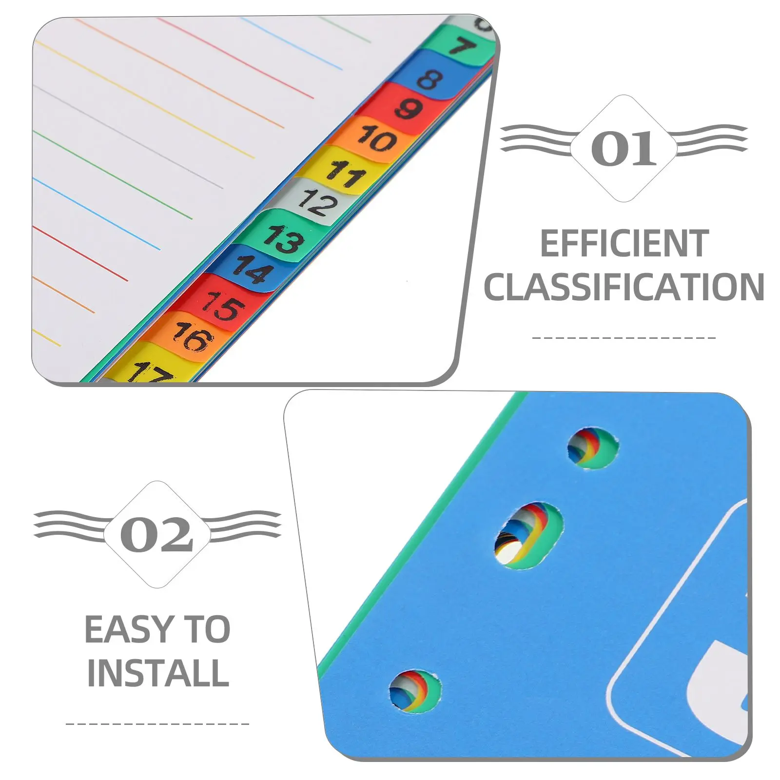 Page Binder Divider Tabs Note Book Dividers Notebook Monthly File with Folder