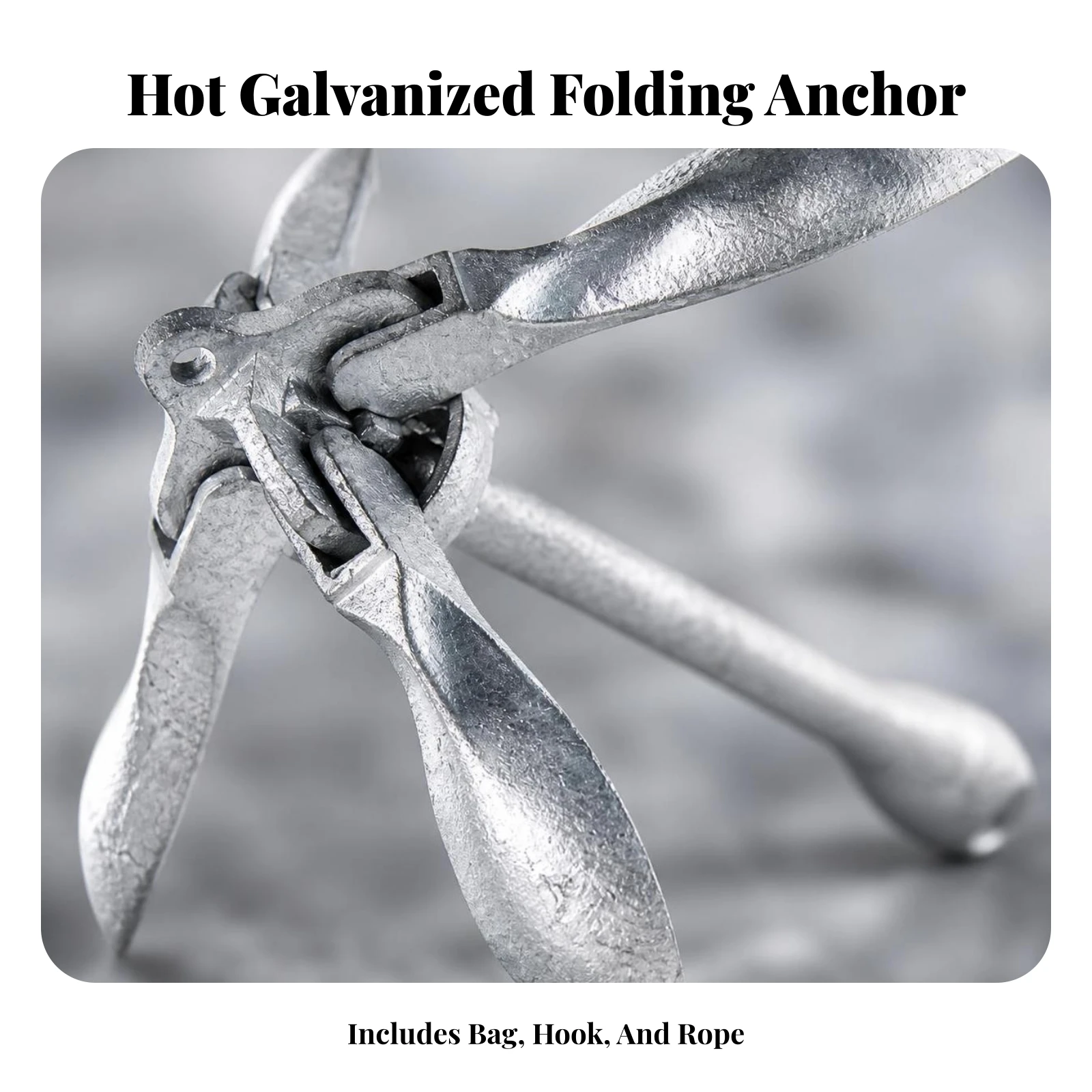 Folding Grapnel Anchor Corrosion-Resistant Foldable Grapnel Anchor Hardware Galvanized Compact for Boaters, Inflatable Boats