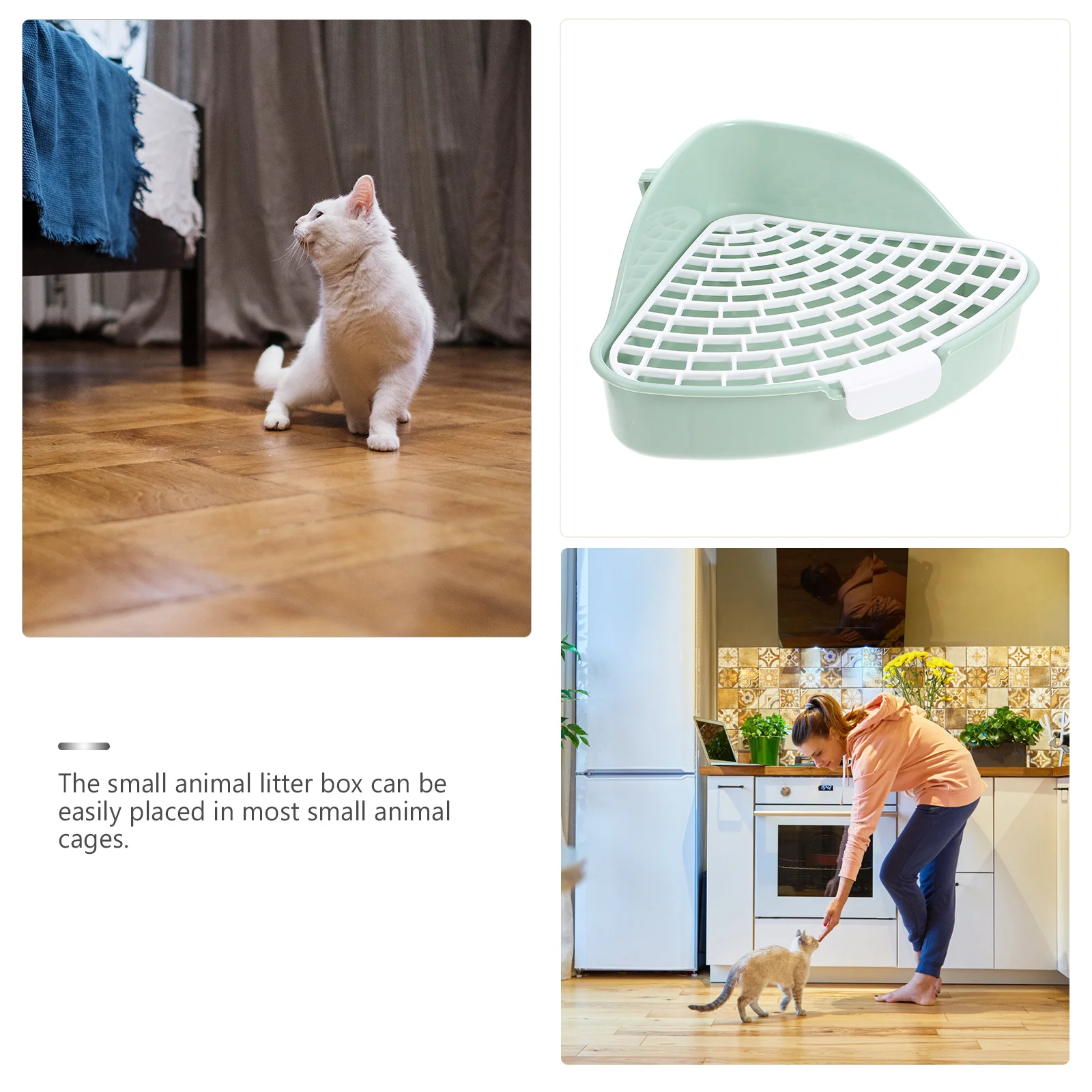 

Small Pet Litter Box Premium Pp Material Easy Clean Grid Design Rabbit Guinea Pig Hamster Chinchilla Potty Trainer Cage