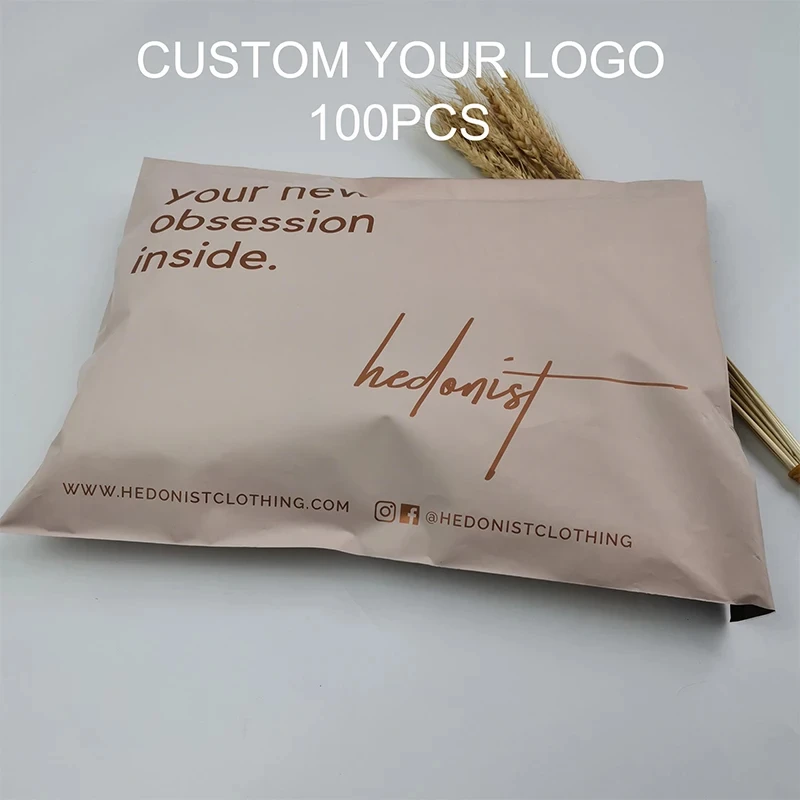 

Custom LOGO printed beige courier bag luxury transport bag Nude mailing bag Delivery Shipping Bags for clothing packaging