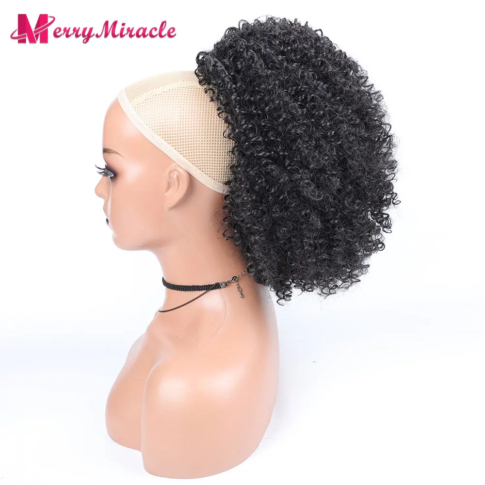 Synthetic Long Afro Kinky Curly Ponytail Synthetic Drawstring Ponytail Clip-In Hair Extension For Women Natural Looking