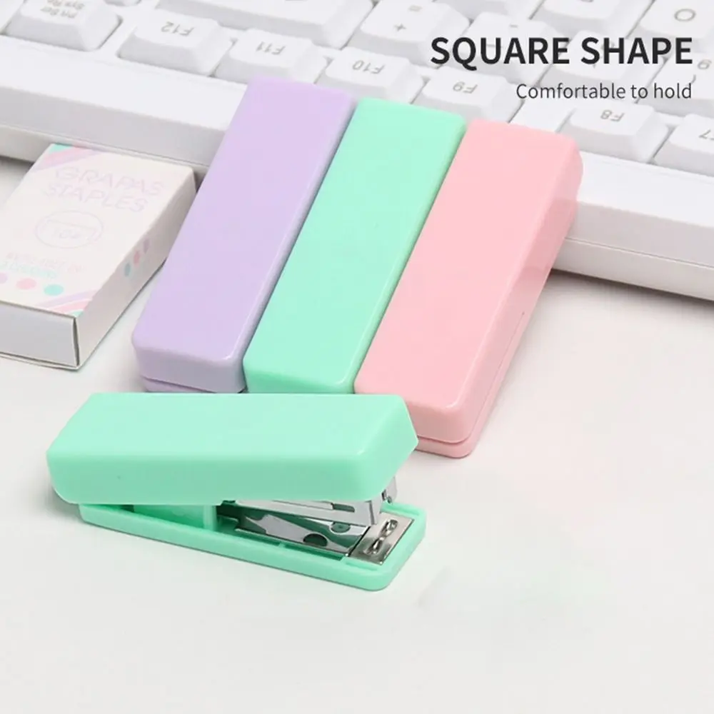 Creative Candy Color Mini Stapler Metal Bookbinding Supplies Small Stapler Multifunction Bookbinding Machine School Office