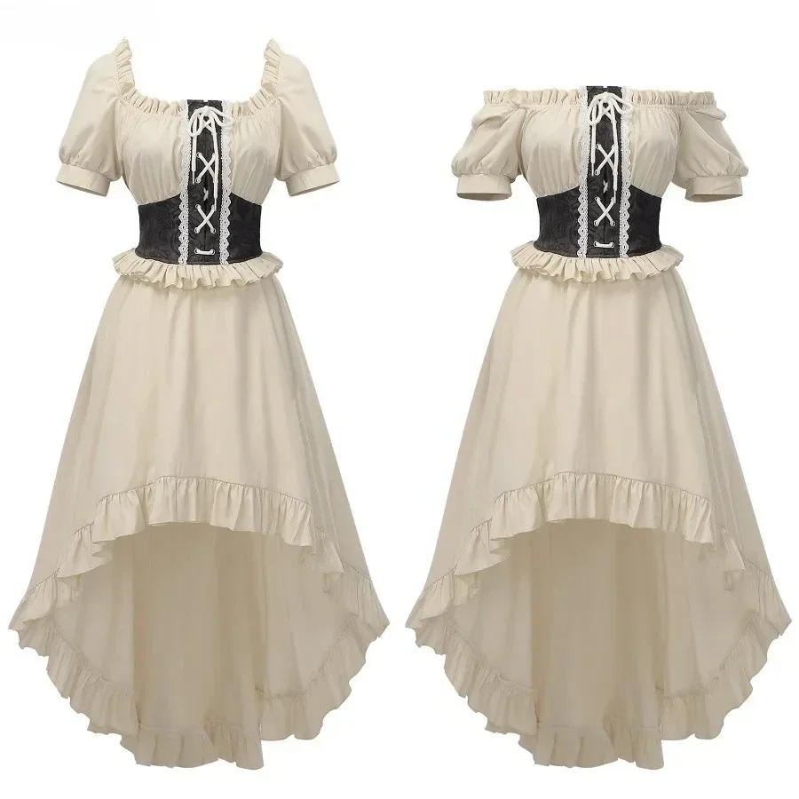 

2025 Women Medieval Renaissance Dresses for Long Sleeve Medieval Cosplay Vintage Vampire Witch Victorian Gothi Bandage Dress New