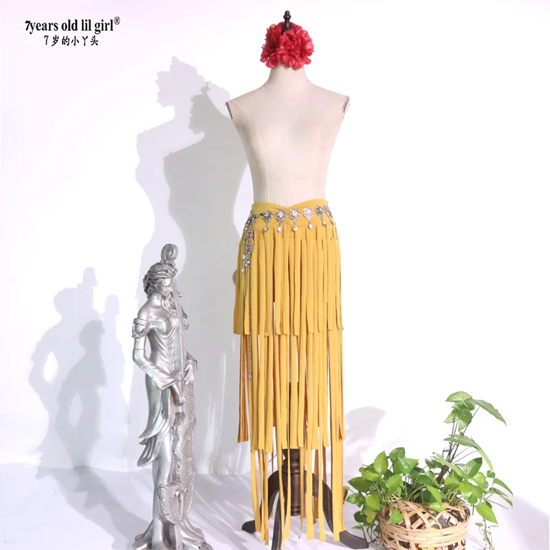 女性用フリンジスカート,ベリーダンスタッセルスカート,オリエンタルダンサーの衣装,セクシーなロングタッセル,ラップベルト,hg01