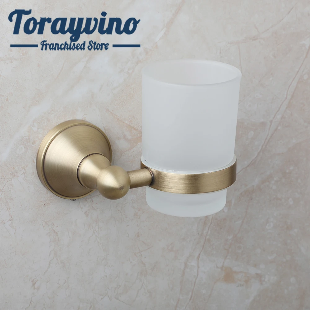 

Torayvino Oval Shelf Retro Fashion Bathroom Tooth Brush Cup Antique Brass Wall Mounted Punching installation Bath Accessories