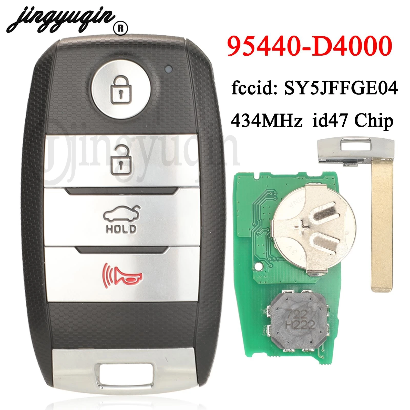 

jingyuqin Smart Remote Car Key 95440-D4000 For Kia Optima 2016 2017 2018 2019 2020 434MHz ID47 Chip FCC ID: SY5JFFGE04 3 Buttons