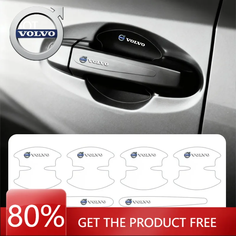 

Эмблемы 2026 Новые для Volvo 8 шт. Прозрачные защитные наклейки на дверную ручку автомобиля для Volvo XC90 V90 V60 XC60 V40 EC40 E