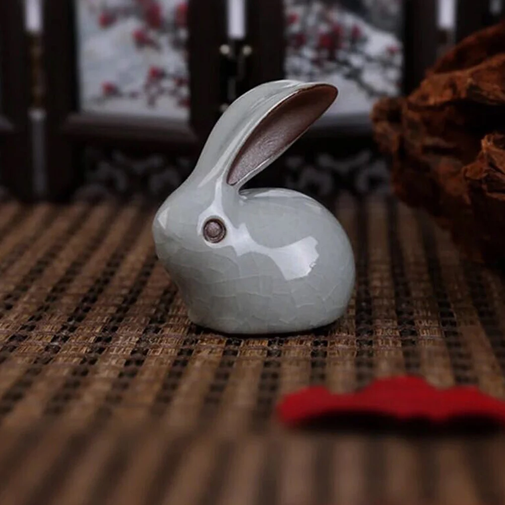 

1Pcs Premium Ceramic Rabbit Decoration Lovely Bunny Statue for Home Garden Classroom Interior Design Accent Cyan