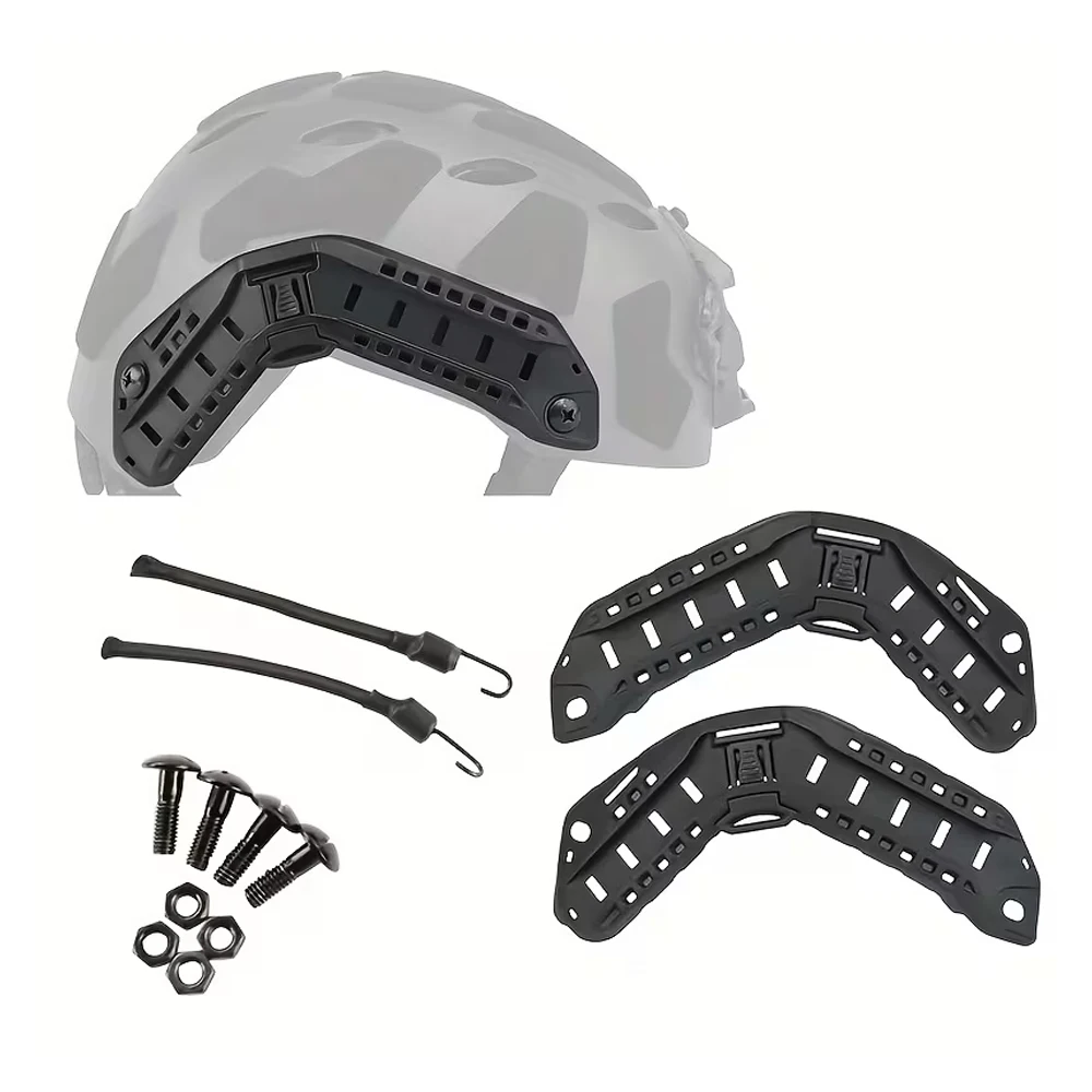 Tactical Helmet Rail Mount Accessory Side Rails Kit for High Cut Fast Helmet with Screws