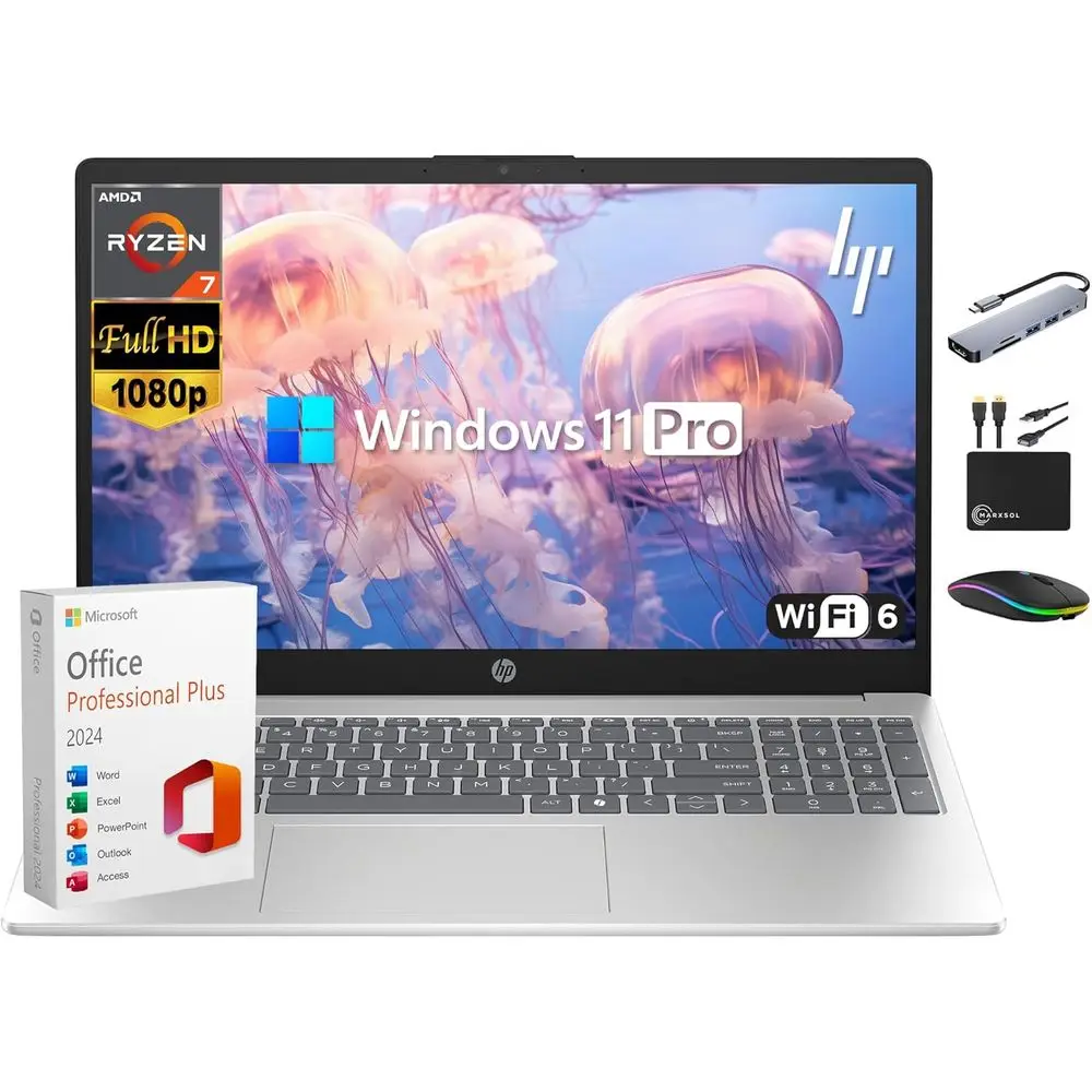 15.6 HD Laptop with AMD Ryzen 7, 16GB RAM, 1TB Storage, Wi-Fi 6, Privacy Camera, Windows 11 Pro