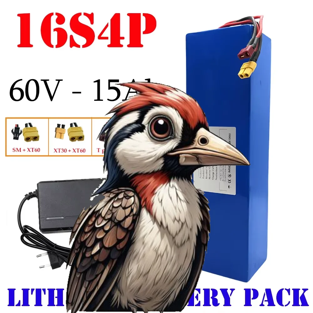 

16S4P 60V 15Ah battery pack 12000W high-power lithium battery 8650 battery with built-in BMS lithium-ion battery pack