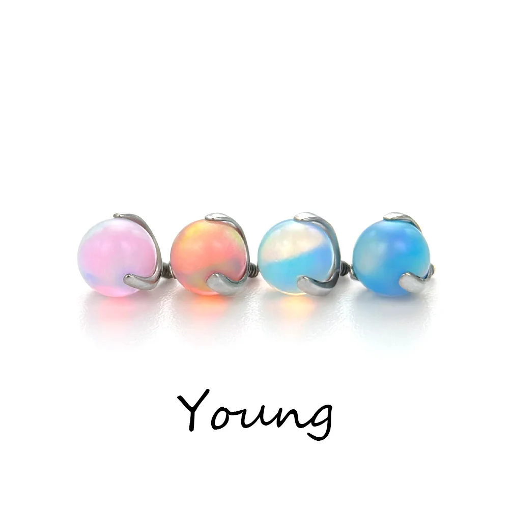 

F136 Titanium Alloy Nebula Aobao Ear Studs/Lip Nails/Tongue Nails, 0.9/1.2Threaded Teeth Skin-Friendly Piercing Jewelry