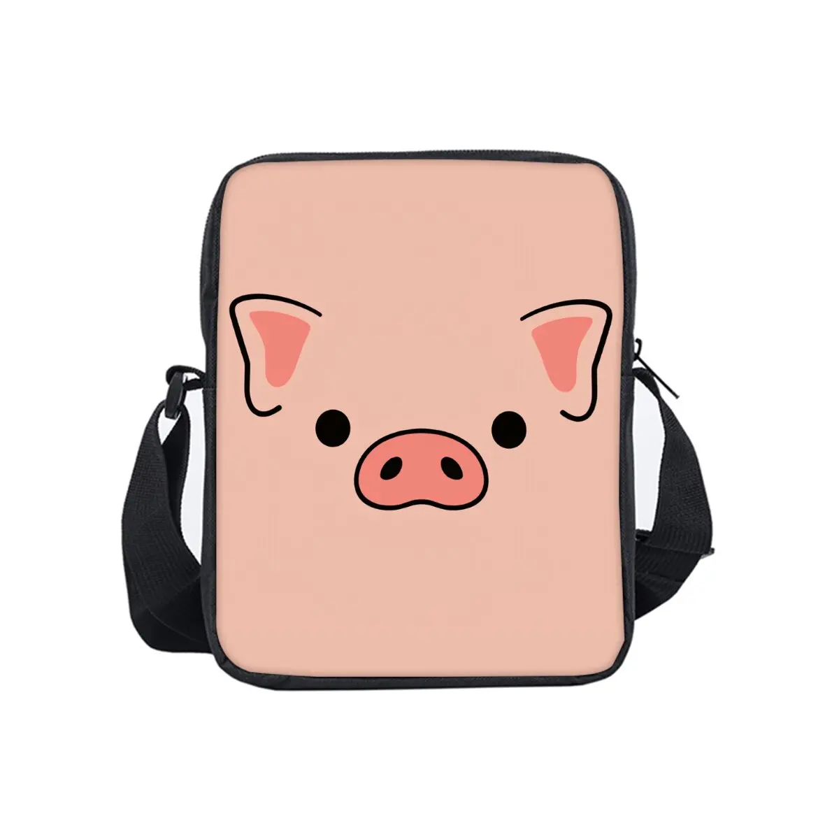 Pink Pig Print Single Sided Messenger Bag for Boy/Girls Children Best Gifts 2D Flat Cartoon Casual Crossbody Bag