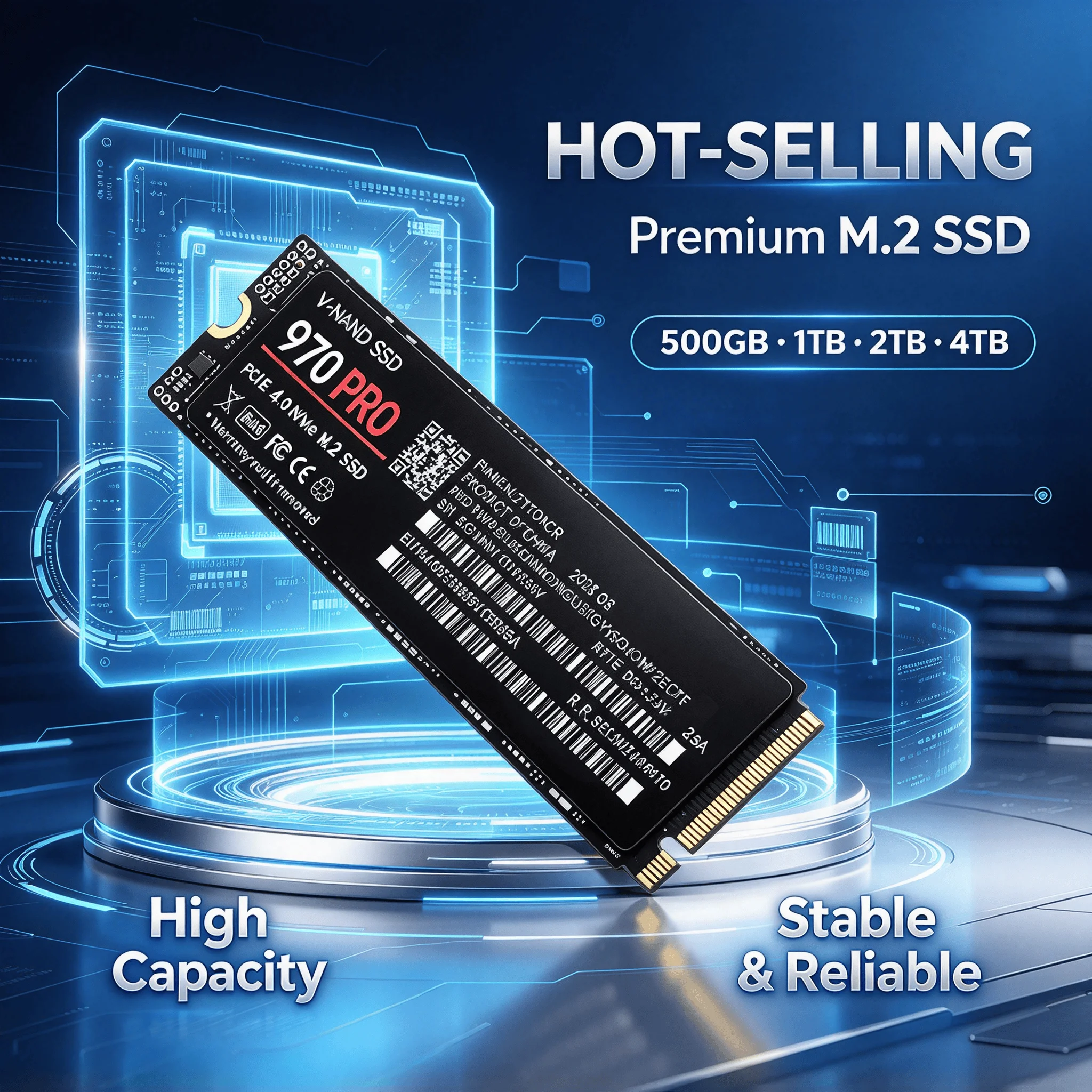 NVMe 970 PRO SSD M.2 PCIe 4.0x4 500GB 1TB 2TB 4TB 7300MB/s Drive Loads Games in Seconds PS5 Laptop Desktop 3D NAND