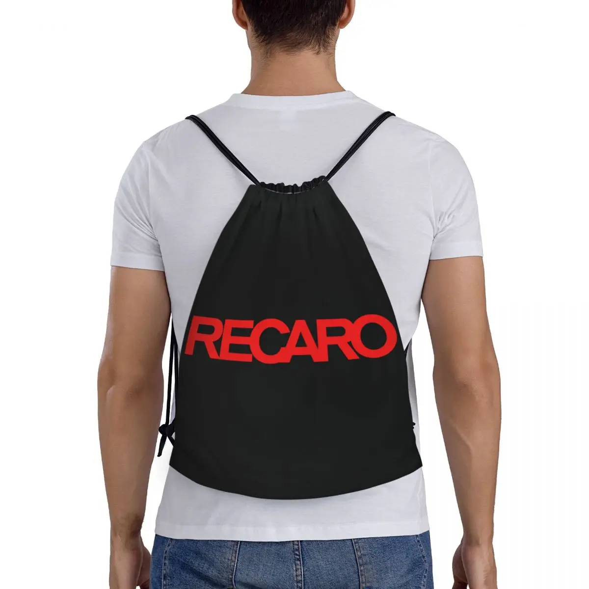 Custom Recaros Logo Drawstring Bags for Shopping Yoga Backpacks Men Women Sports Gym Sackpack