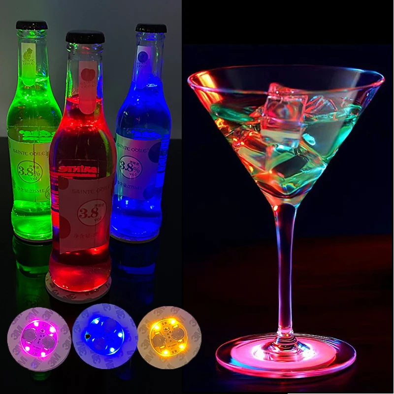 1/10pcs LED Luminous Coasters Light Up Glass Drinking Bottle Cup Mat Sticker for Parties Weddings Home Pub Bar Club Accessories